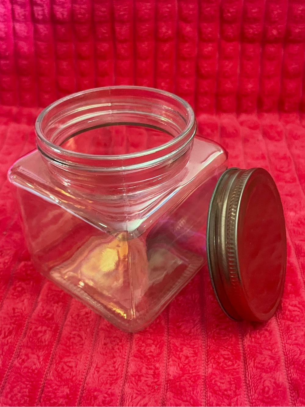 Iridescent Glass Jar With Metal Lid